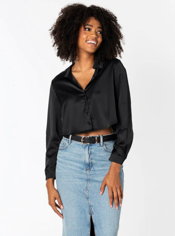 C’est Moi - Satin Cropped Blouse