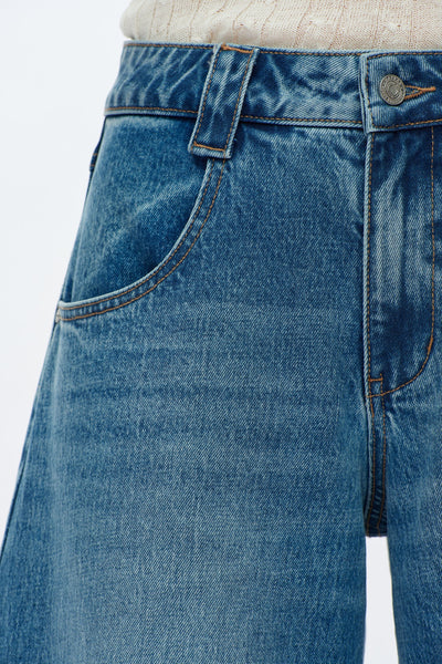 Bayeas - Mid Rise Drop Crotch Barrel Denim