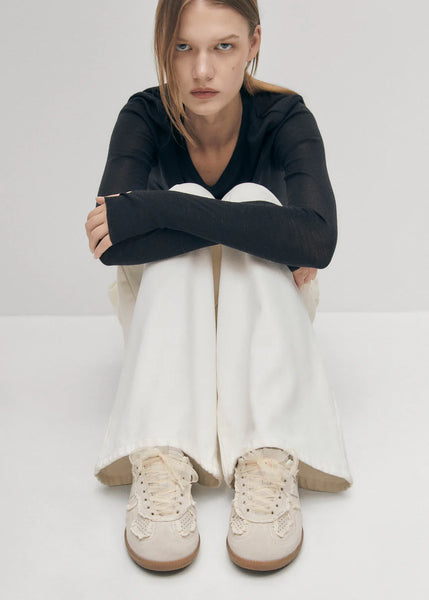 Alohas - 490 Cream Crochet Leather Sneakers