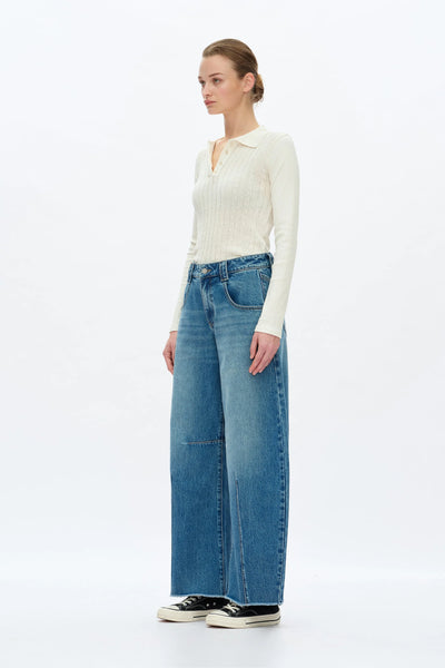 Bayeas - Mid Rise Drop Crotch Barrel Denim