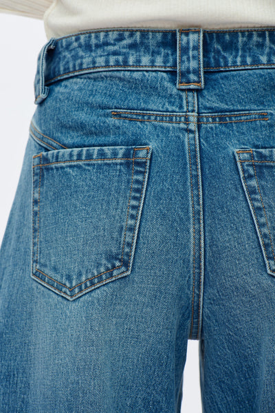 Bayeas - Mid Rise Drop Crotch Barrel Denim