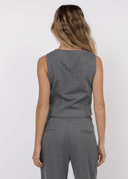 DÈLUC - Day to Day Pinstripe Front Tie Vest Top
