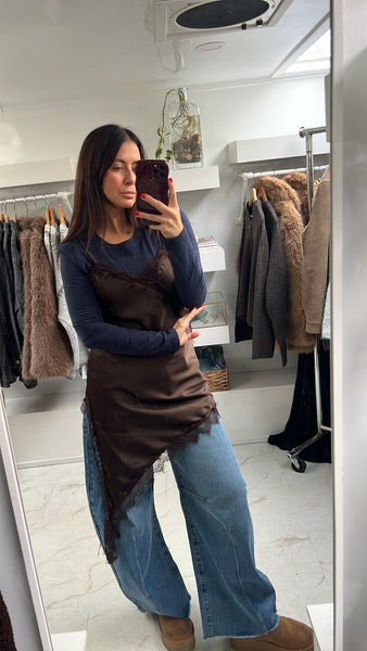 Asymmetrical Lace Slip Dress