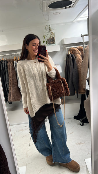 Asymmetrical Lace Slip Dress