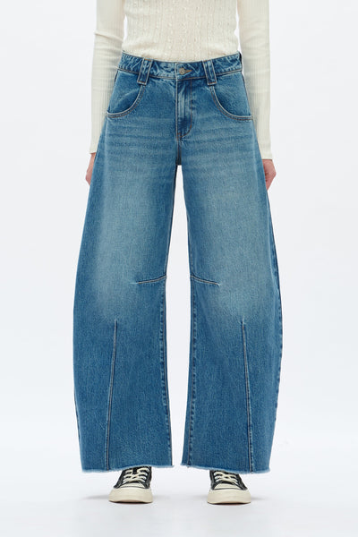 Bayeas - Mid Rise Drop Crotch Barrel Denim