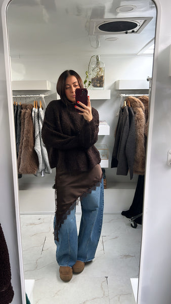 Asymmetrical Lace Slip Dress