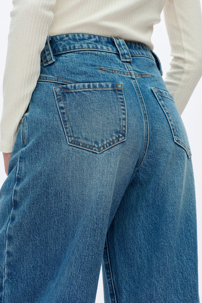 Bayeas - Mid Rise Drop Crotch Barrel Denim