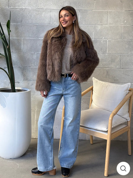 C’est Moi - Cropped Faux Fur Jacket