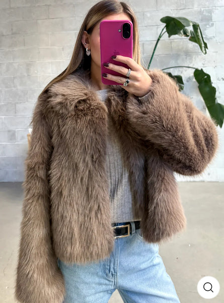 C’est Moi - Cropped Faux Fur Jacket