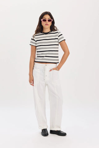 Daze - Villa Drawstring Barrel Leg Denim