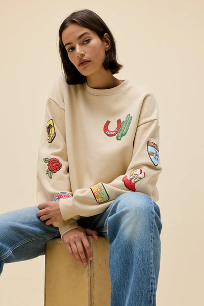 DAYDREAMER LA - Western Patches Oversized Crewneck Sweatshirt