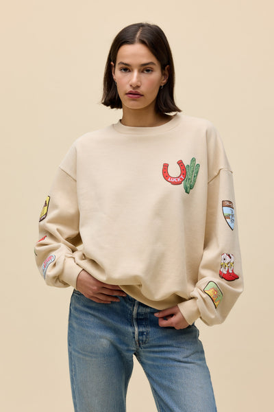 DAYDREAMER LA - Western Patches Oversized Crewneck Sweatshirt