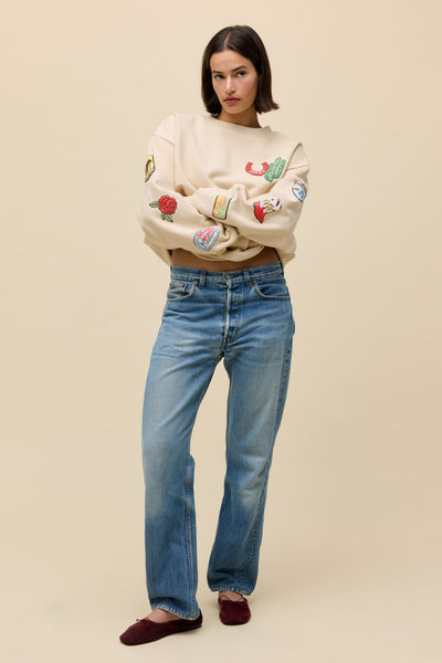 DAYDREAMER LA - Western Patches Oversized Crewneck Sweatshirt