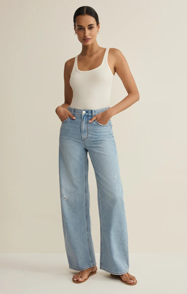Z Supply - Remi High Rise Bowed Wide Leg Denim