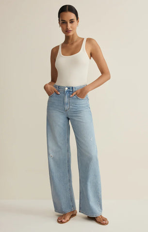 Z Supply - Remi High Rise Bowed Wide Leg Denim