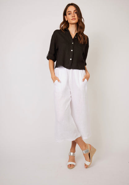 PISTACHE - Cropped Linen Blouse