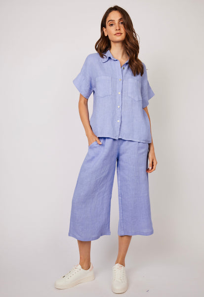 PISTACHE - Double Pocket Linen Blouse