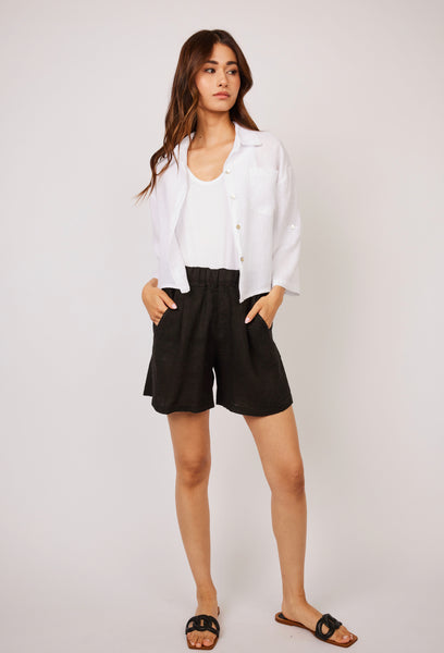 PISTACHE - Cropped Linen Blouse