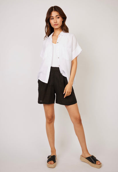 PISTACHE - Double Pocket Linen Blouse